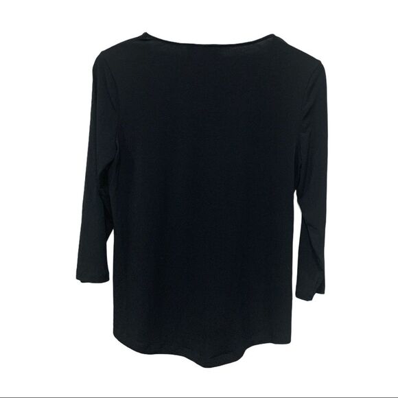 Chico's Zig Zag Pattern Stretch Blouse Top Black - Picture 5 of 7